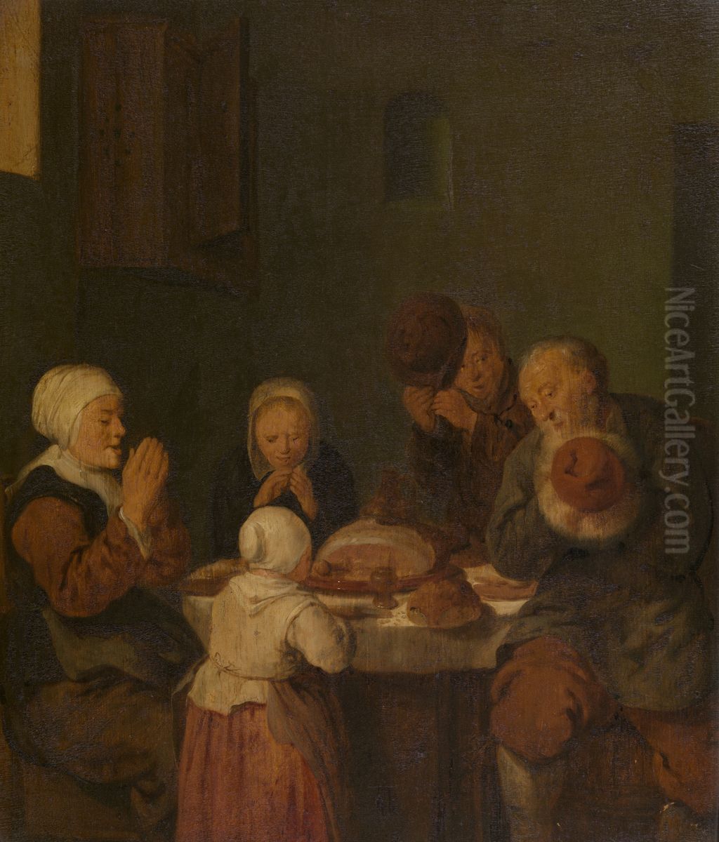 Saying Grace Oil Painting by Jan Miense Molenaer