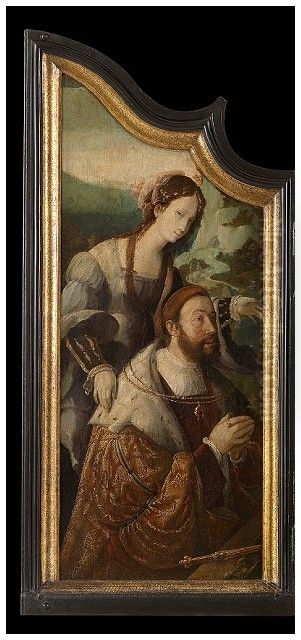 Graaf Hendrik III van Nassau met de Tiburtijnse sibille Oil Painting by Aertgen van Leyden