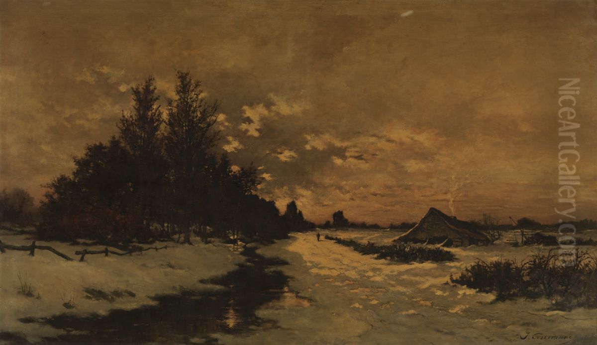 A Winter's Day in the Kempen Oil Painting by Joseph Theodore Coosemans