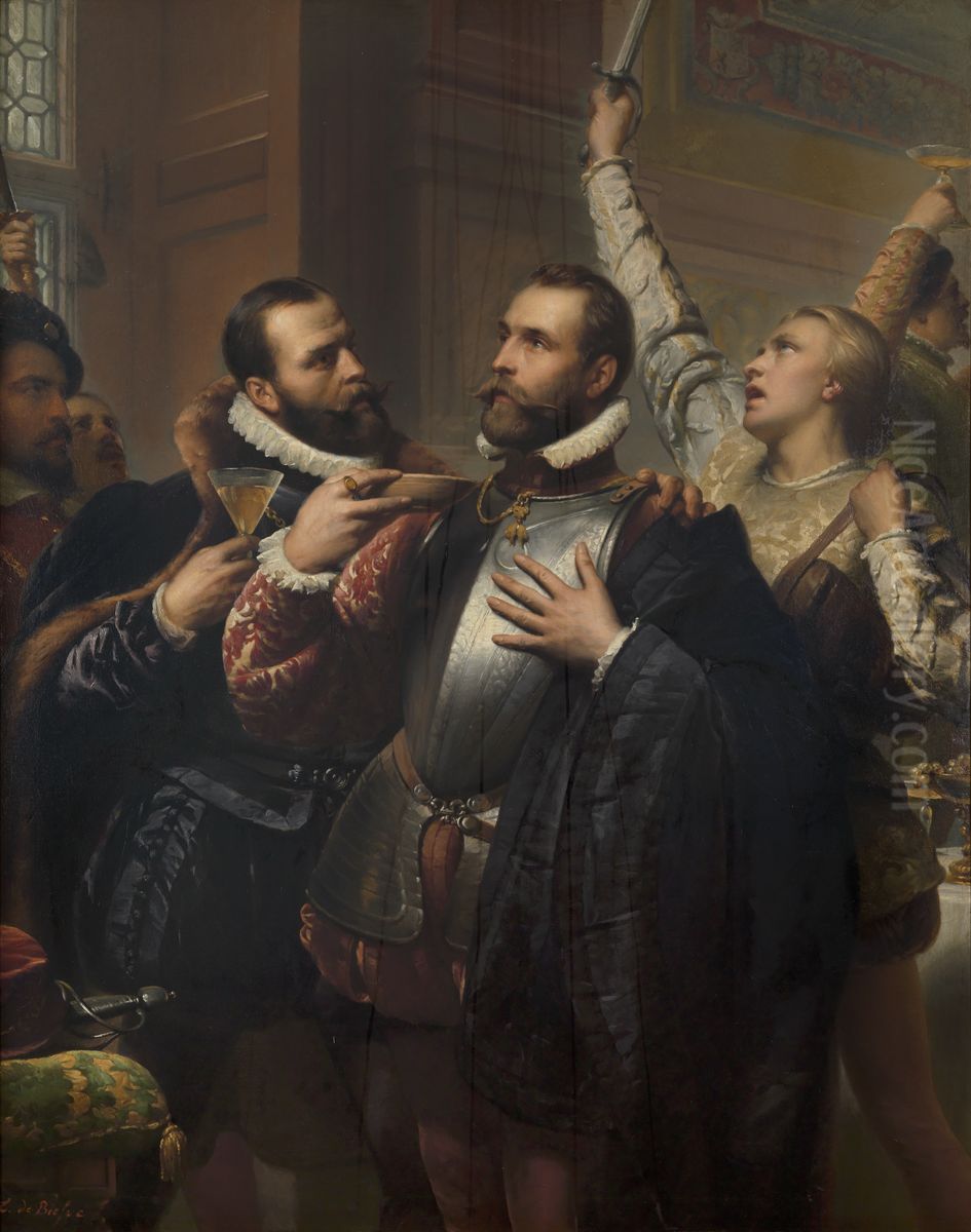 Het eedverbond van de edelen in 1566 Oil Painting by Edouard De Biefve