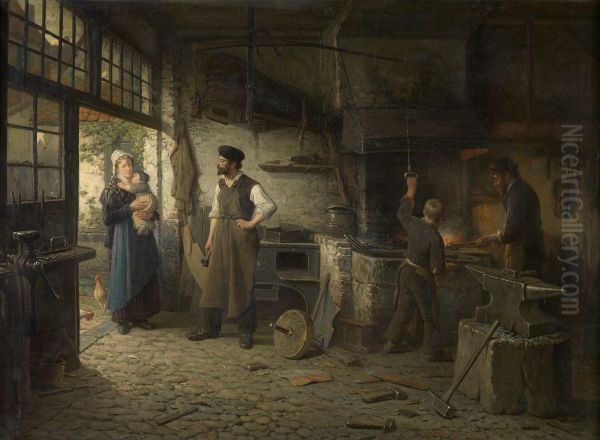 Hoefsmid Oil Painting by Adriaan De Braekeleer