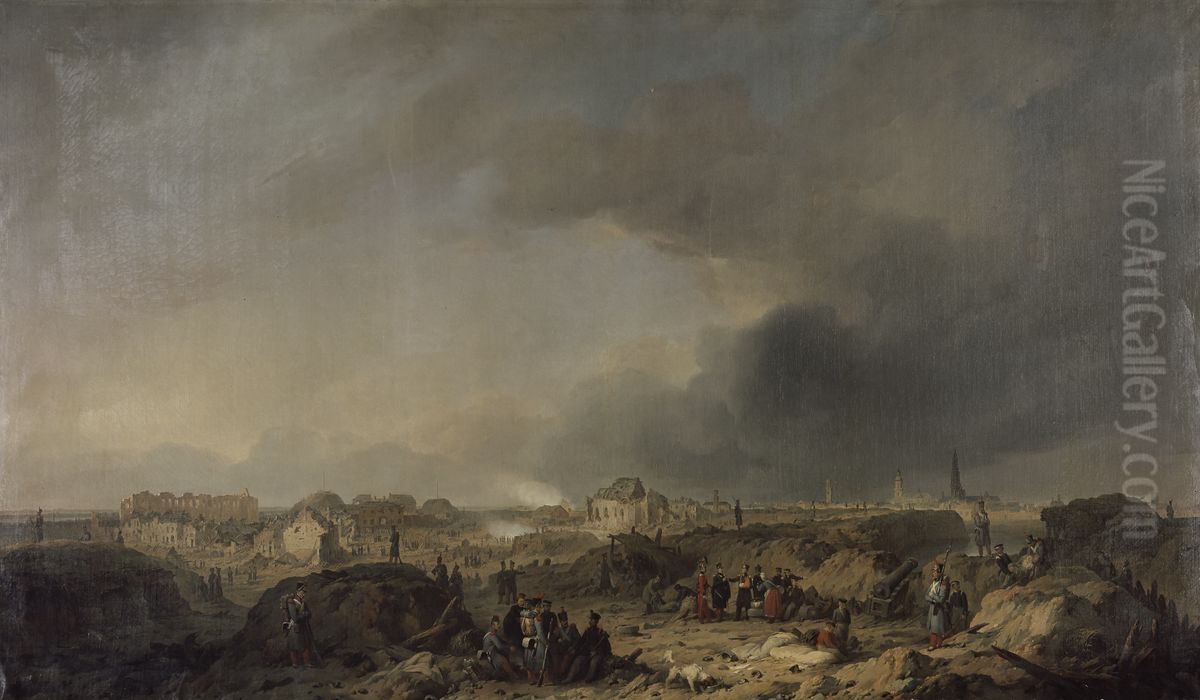 The Antwerp Castle after the Bombardement in 1832 Oil Painting by Ferdinand de Braekeleer