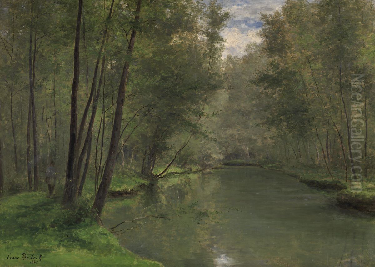Aan de oevers van de Epte in Gasny Oil Painting by Cesar De Cock