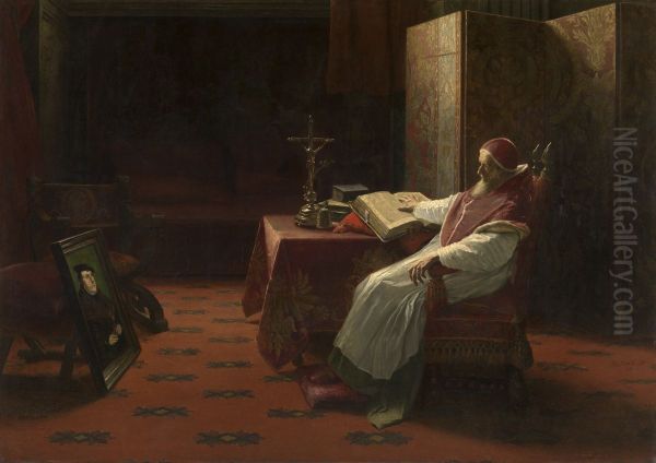 Pope Paul III in front of the Portrait of Luther Oil Painting by Albrecht De Vriendt