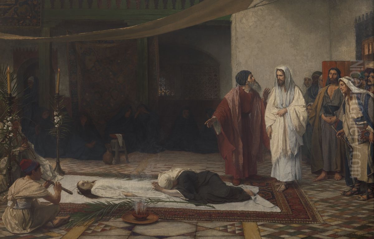 De dochter van Jairus Oil Painting by Juliaan de Vriendt