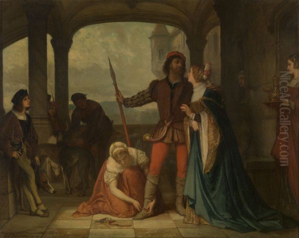 De jonge Francois I van Frankrijk vertrekt op jacht Oil Painting by Edouard Hamman