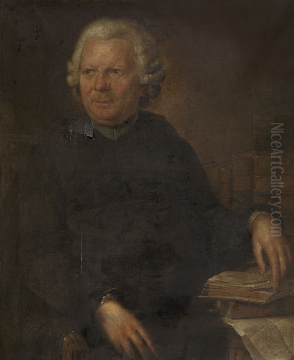 Jozef Ghesquiere, Jesuit and Bollandist Oil Painting by Willem Jacob Herreyns