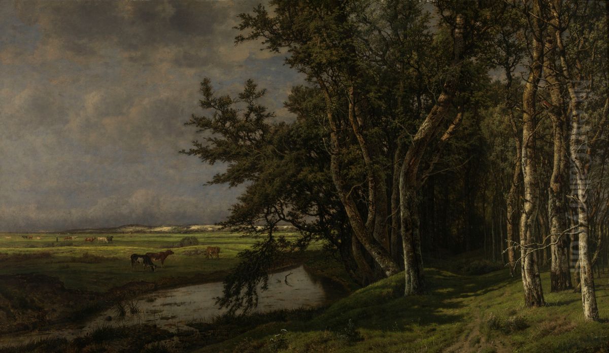 Prinsenvijver on Walcheren island Oil Painting by Jean Pierre Francois Lamoriniere