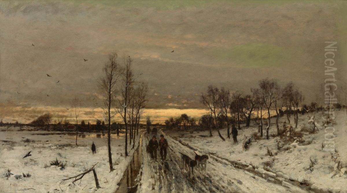 Winter Landscape Oil Painting by Ludvig Munthe