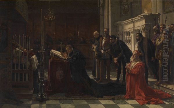 Filips II bewijst de laatste eer aan Don Juan van Oostenrijk Oil Painting by Karel Ooms