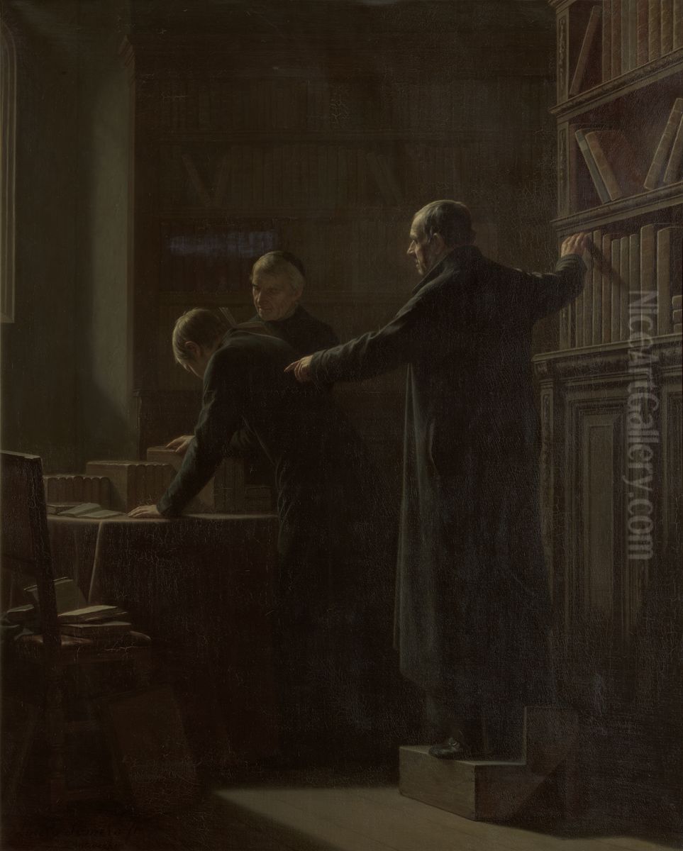 Bibliothecaris Oil Painting by Louis Somers Bibliothecaris Oil Painting by Louis Somers