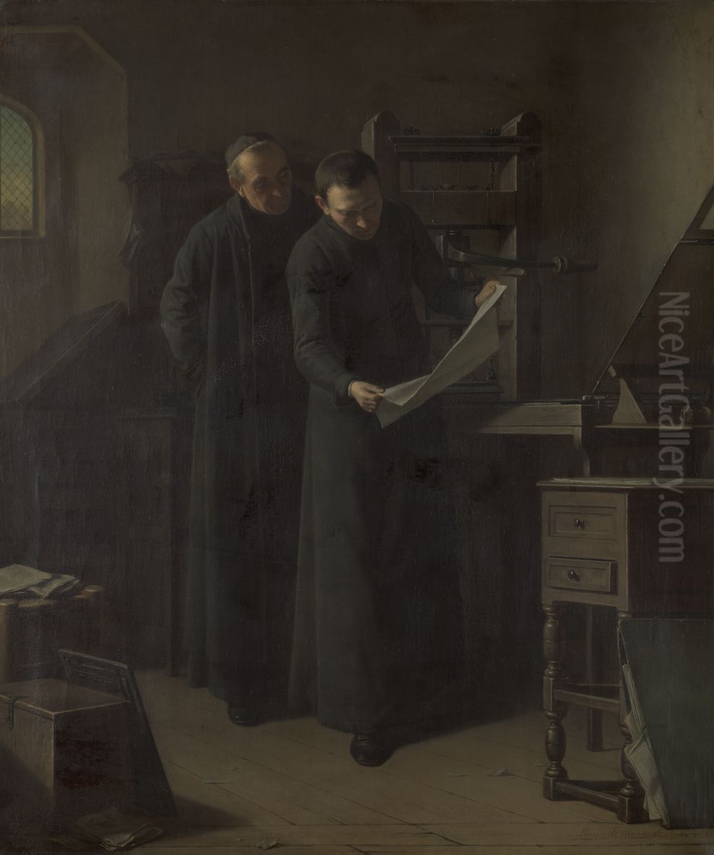 Proof Reading Oil Painting by Louis Somers