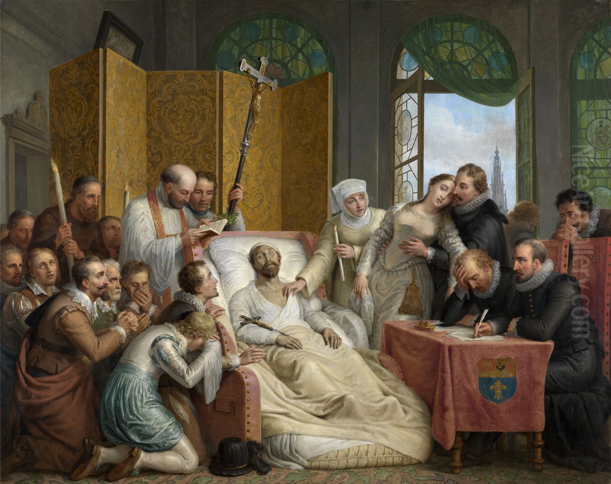 The Death of Peter Paul Rubens Oil Painting by Mattheus Ignatius van Bree