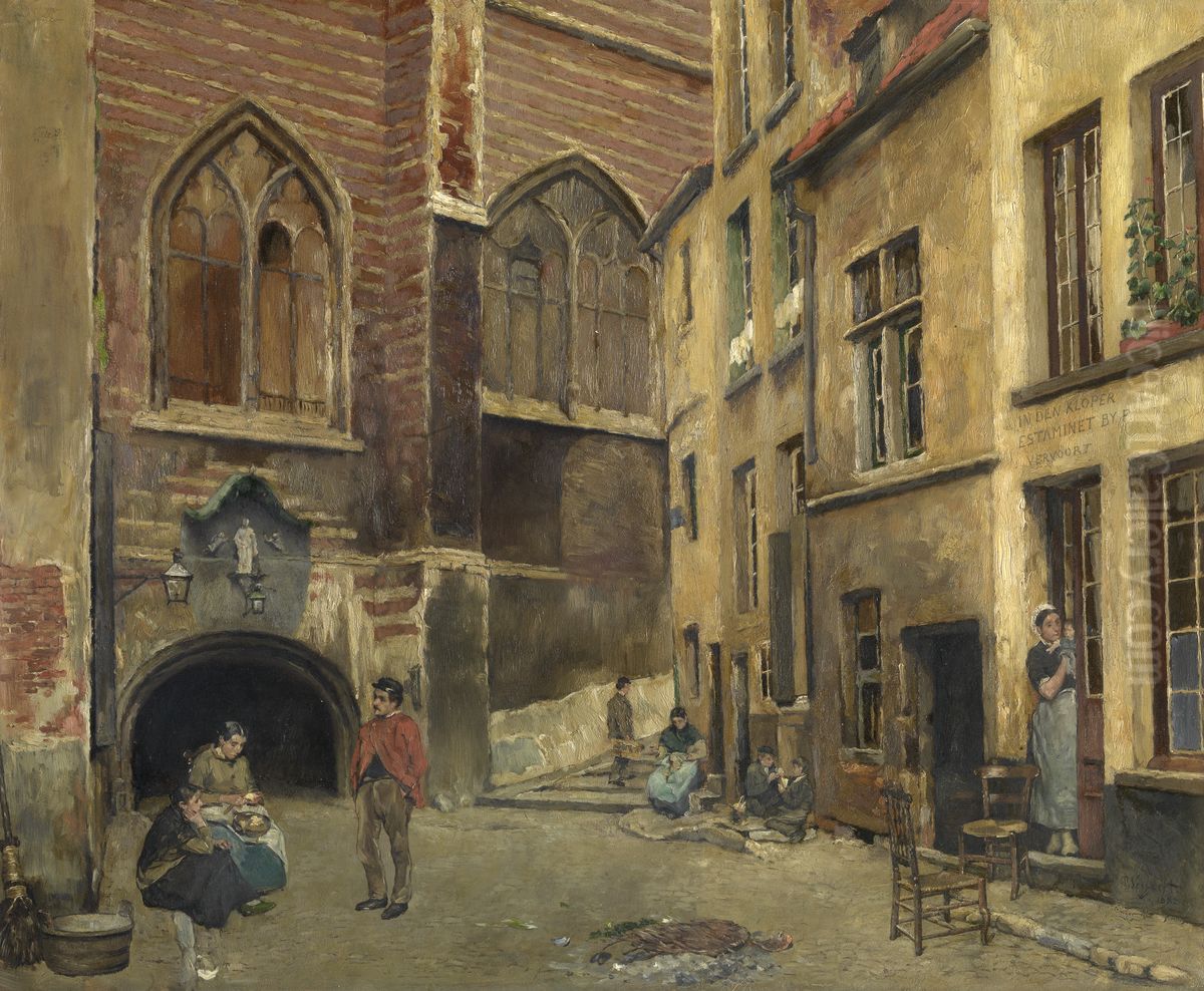 Het oude Vleeshuis in Antwerpen Oil Painting by Piet Verhaert