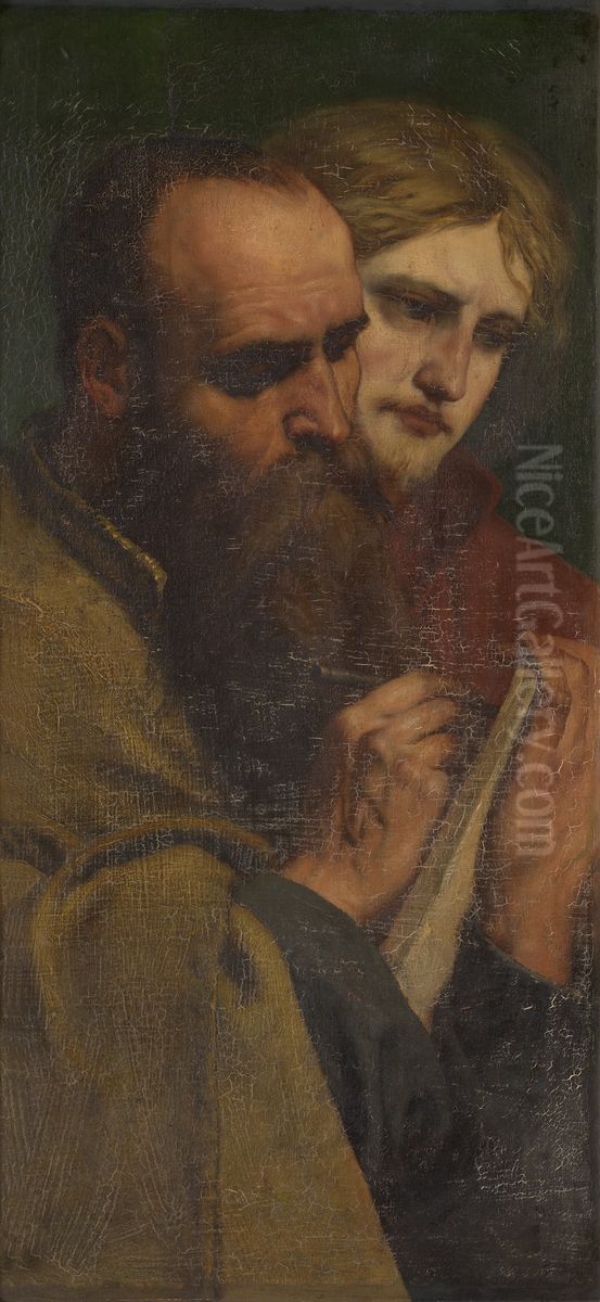 Moeder van de Messias en de vier evangelisten Oil Painting by Charles Verlat