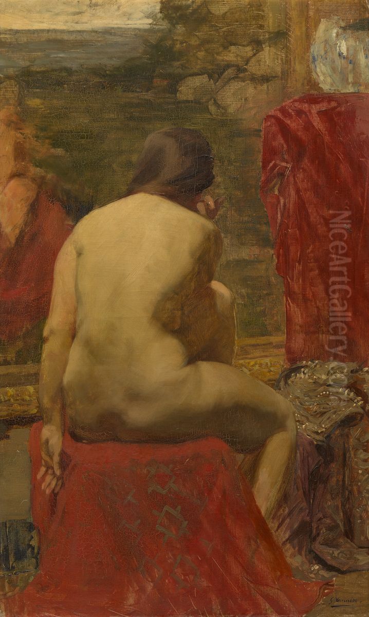 Model Oil Painting by Gustaaf Vanaise