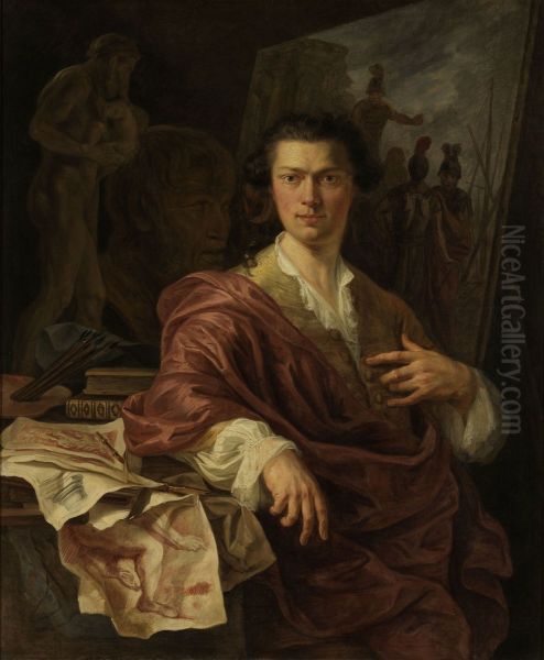 Portrait of Artist A. C. Lens Oil Painting by Willem Jacob Herreyns