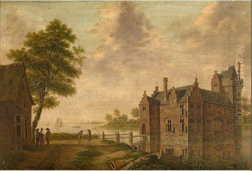 Een kasteel Oil Painting by Hendrik-Frans De Cort