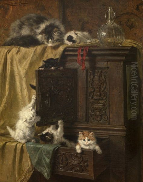 Immodest Oil Painting by Henriette Ronner-Knip