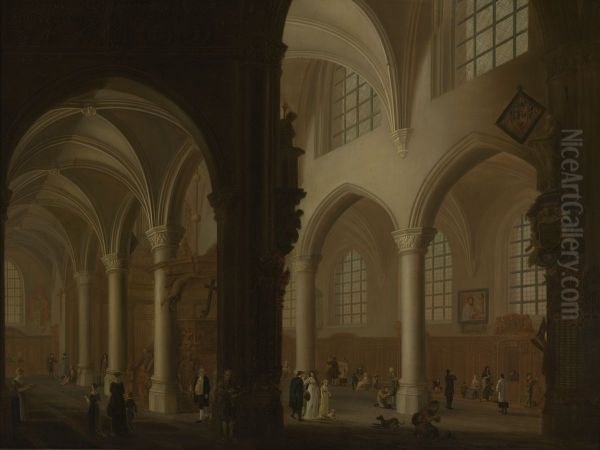 Interior of the Former Church of Saint George in Antwerp Oil Painting by Petrus Johannes van Regemorter