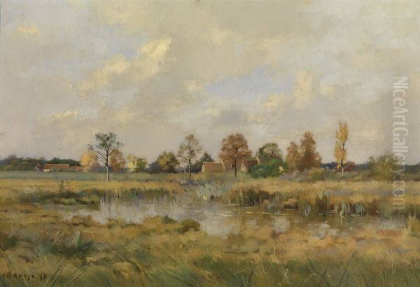 Landschap bij Amiens Oil Painting by Pierre Emmanuel Damoye