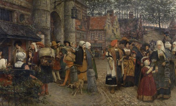 Binnen de muren van Antwerpen in 1550 Oil Painting by Charles Boom