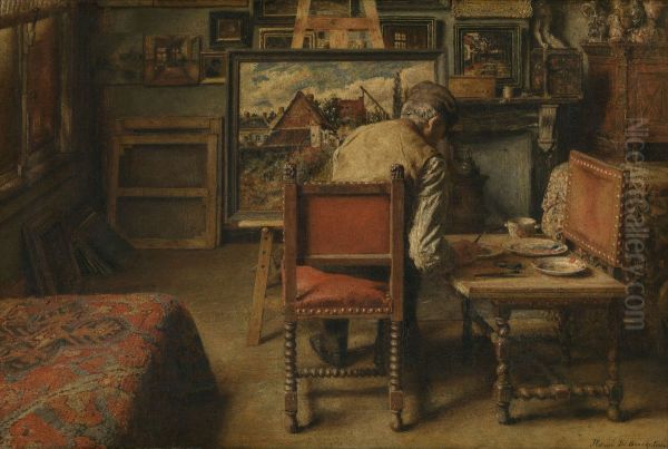Schilderijenhertoetser Oil Painting by Henri de Braekeleer