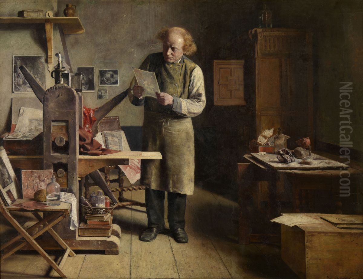The plate printer Oil Painting by Henri de Braekeleer