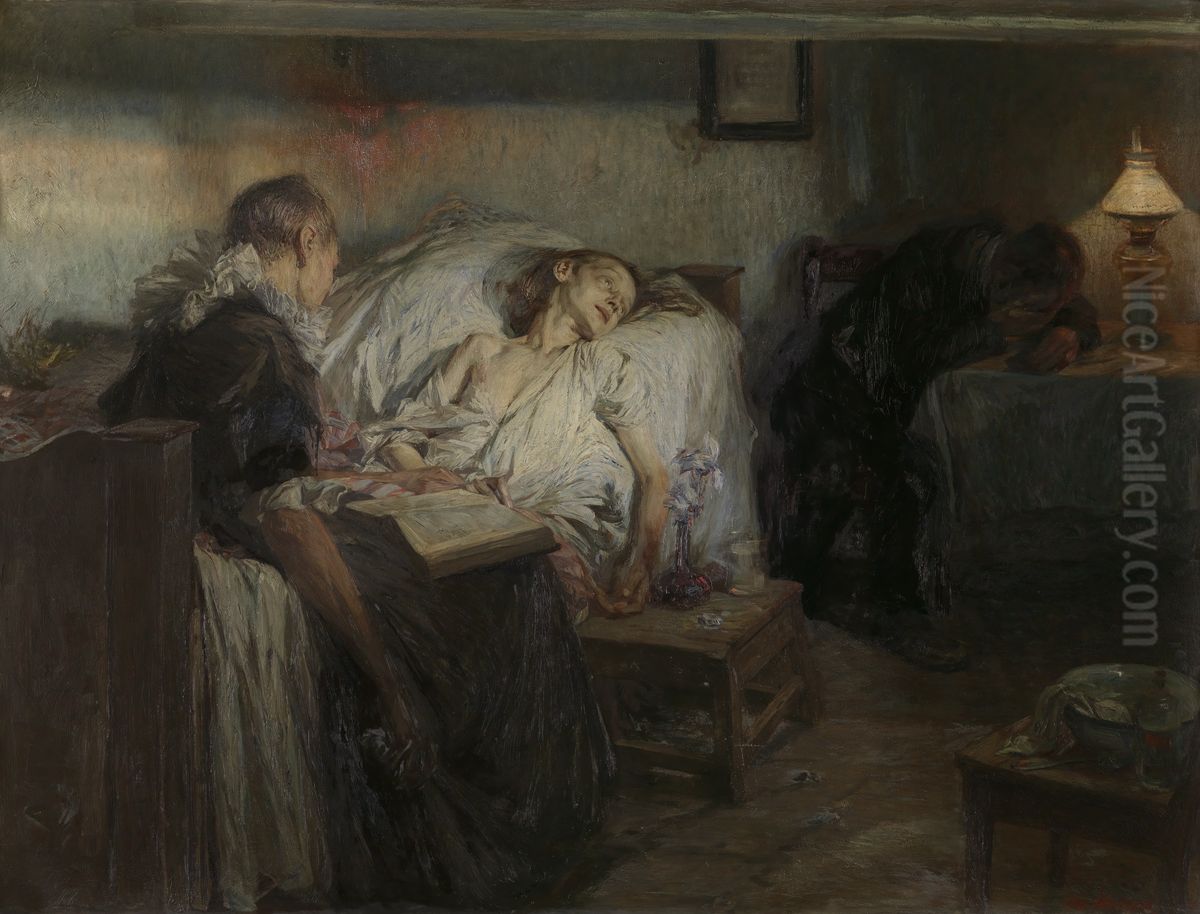 Death is Near Oil Painting by Otto Heichert