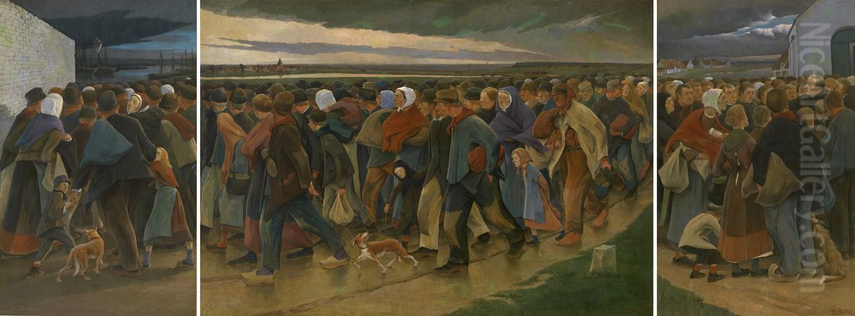 Landverhuizers Oil Painting by Eugene Laermans