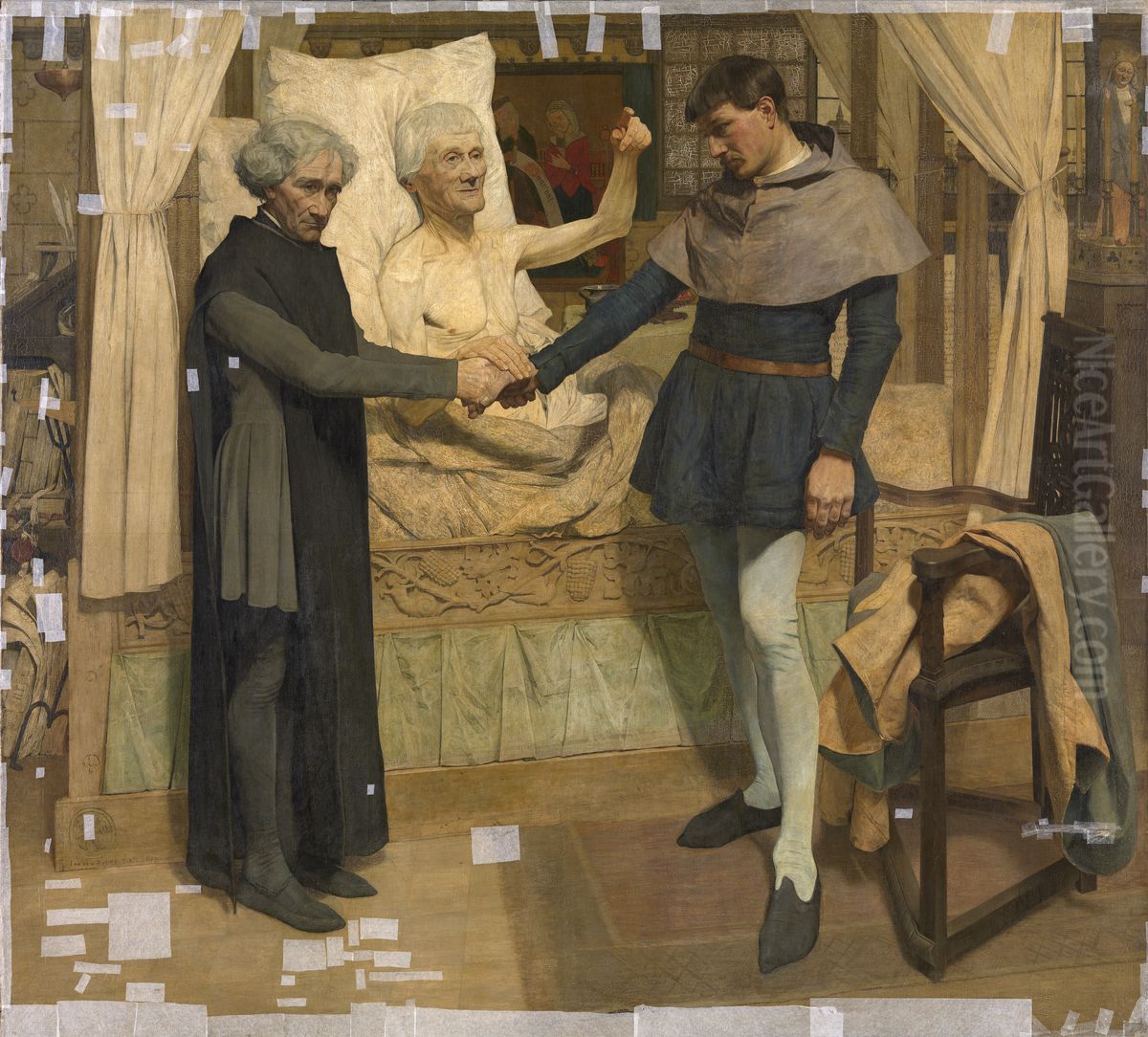 Jacob van Maerlant Predicting Jan Breydel en Pieter de Coninck the Liberation of Flanders on his Deathbed Oil Painting by Jan van Beers