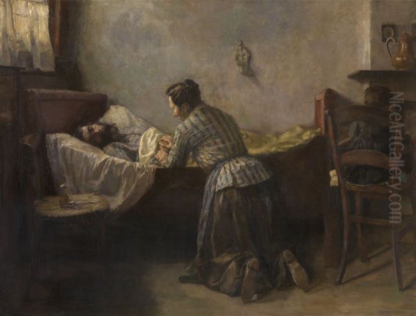 Ill Man Oil Painting by Leo Van Aken