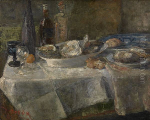 Still Life with Oysters Oil Painting by James Ensor