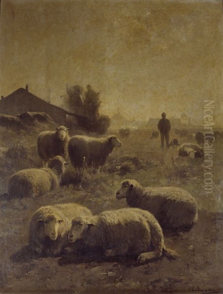 De kudde Oil Painting by Cornelius Van Leemputten