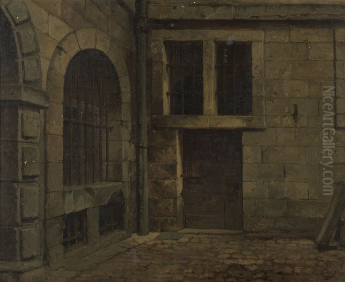 Old Courtyrad of Antwerp Town Hall Oil Painting by Hendrik Frans Schaefels