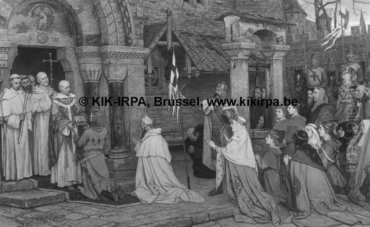 Dirk van de Elzas brengt het heilig Bloed naar Brugge Oil Painting by Albrecht De Vriendt