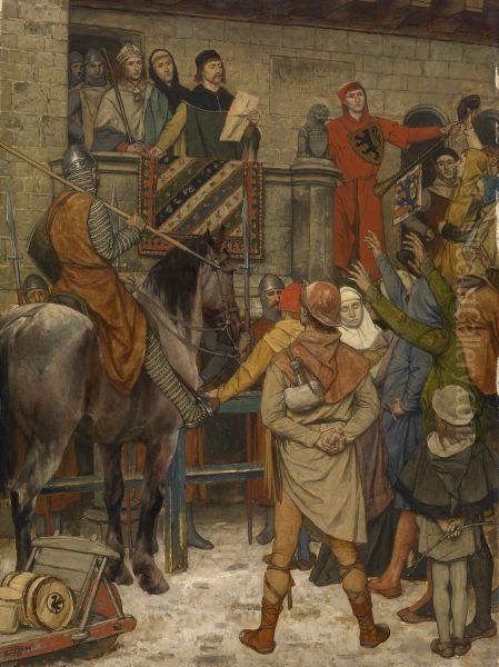 Brugge krijgt haar keure van Filips van de Elzas Oil Painting by Albrecht De Vriendt