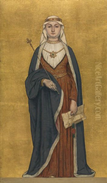 Johanna van Vlaanderen, dochter van Boudewijn van Constantinopel Oil Painting by Albrecht De Vriendt