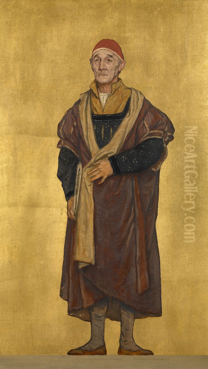 De schilder Gerard David Oil Painting by Albrecht De Vriendt