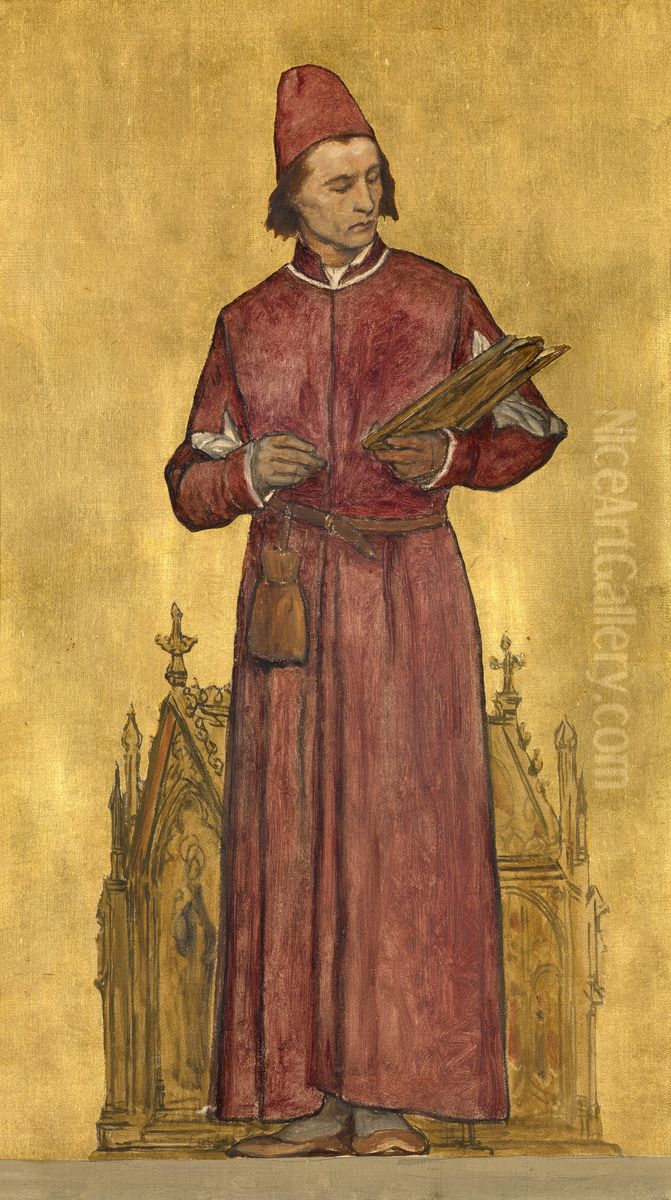 De schilder Hans Memling Oil Painting by Albrecht De Vriendt