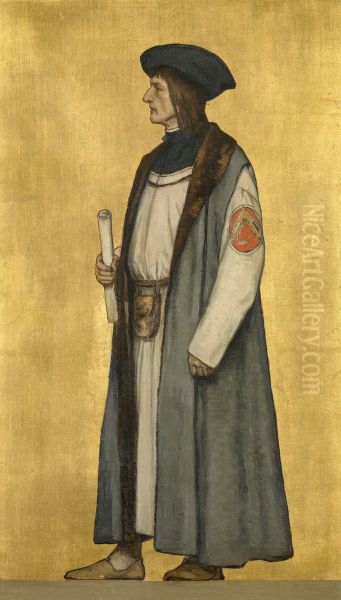 The Architect Jan van Oudenaerde Oil Painting by Albrecht De Vriendt