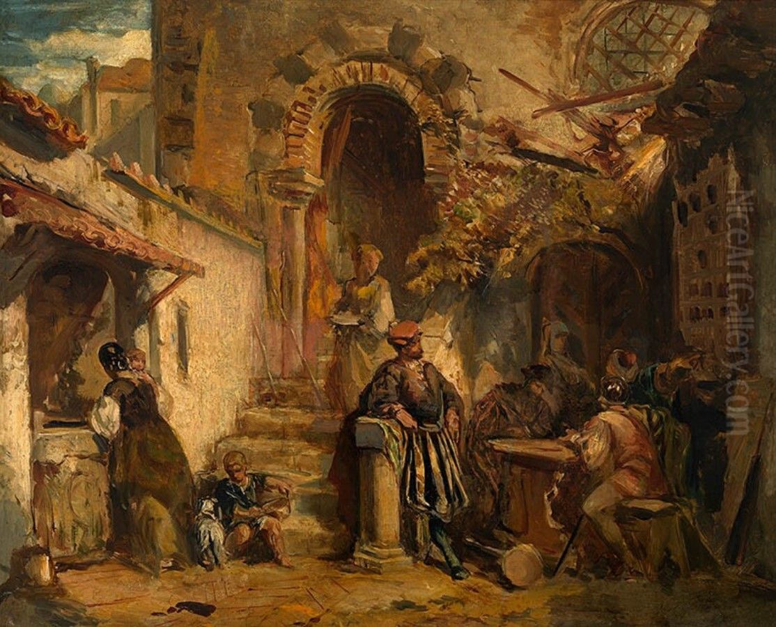 Gypsies Oil Painting by Constant Wauters