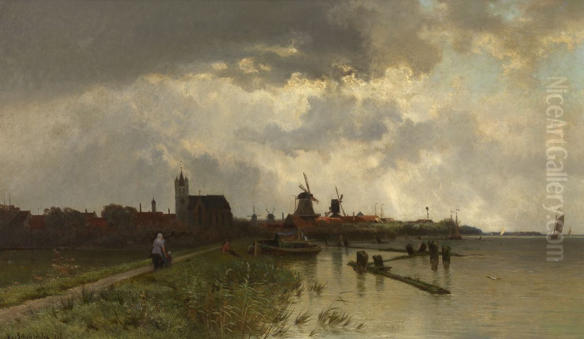 Souvenir of the Zuiderzee Oil Painting by Edmond De Schampheleer