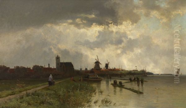Souvenir of the Zuiderzee Oil Painting by Edmond De Schampheleer