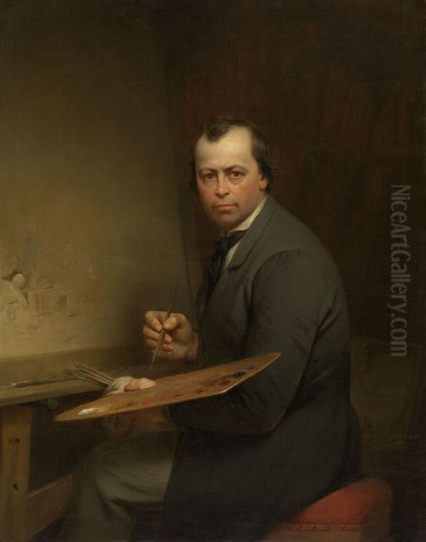 Self-portrait of Ferdinand De Braekeleer Oil Painting by Ferdinand de Braekeleer