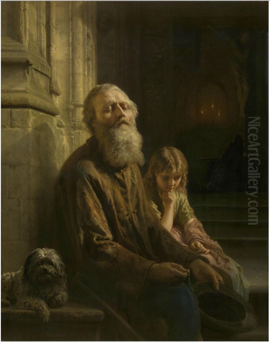 The Blind Beggar Oil Painting by Josephus Laurentius Dyckmans