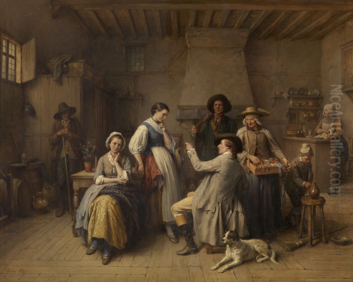 Courtesy Oil Painting by Jean-Baptiste Madou