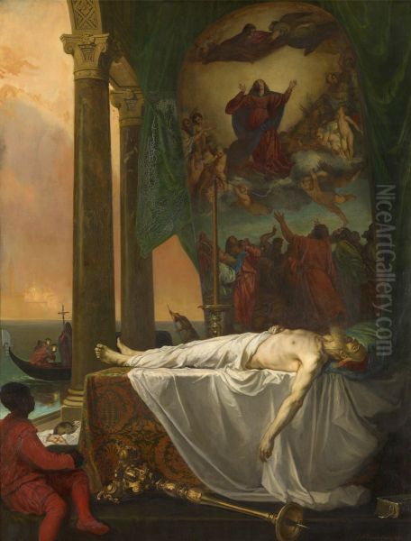 De dode Titiaan opgebaard in het Palazzo Barbarigo Oil Painting by Joseph-Nicolas Robert-Fleury