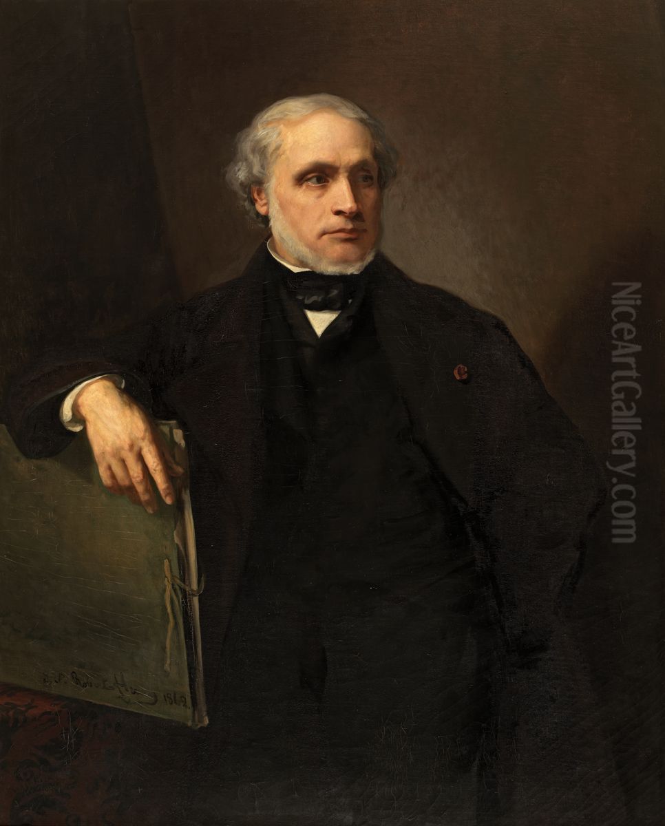 Self Portrait Oil Painting by Joseph-Nicolas Robert-Fleury
