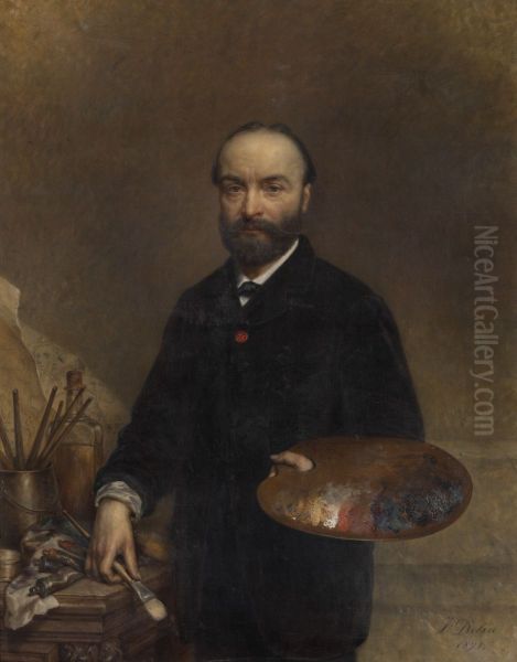 The Painter Charles Verlat Oil Painting by Jozef Delin